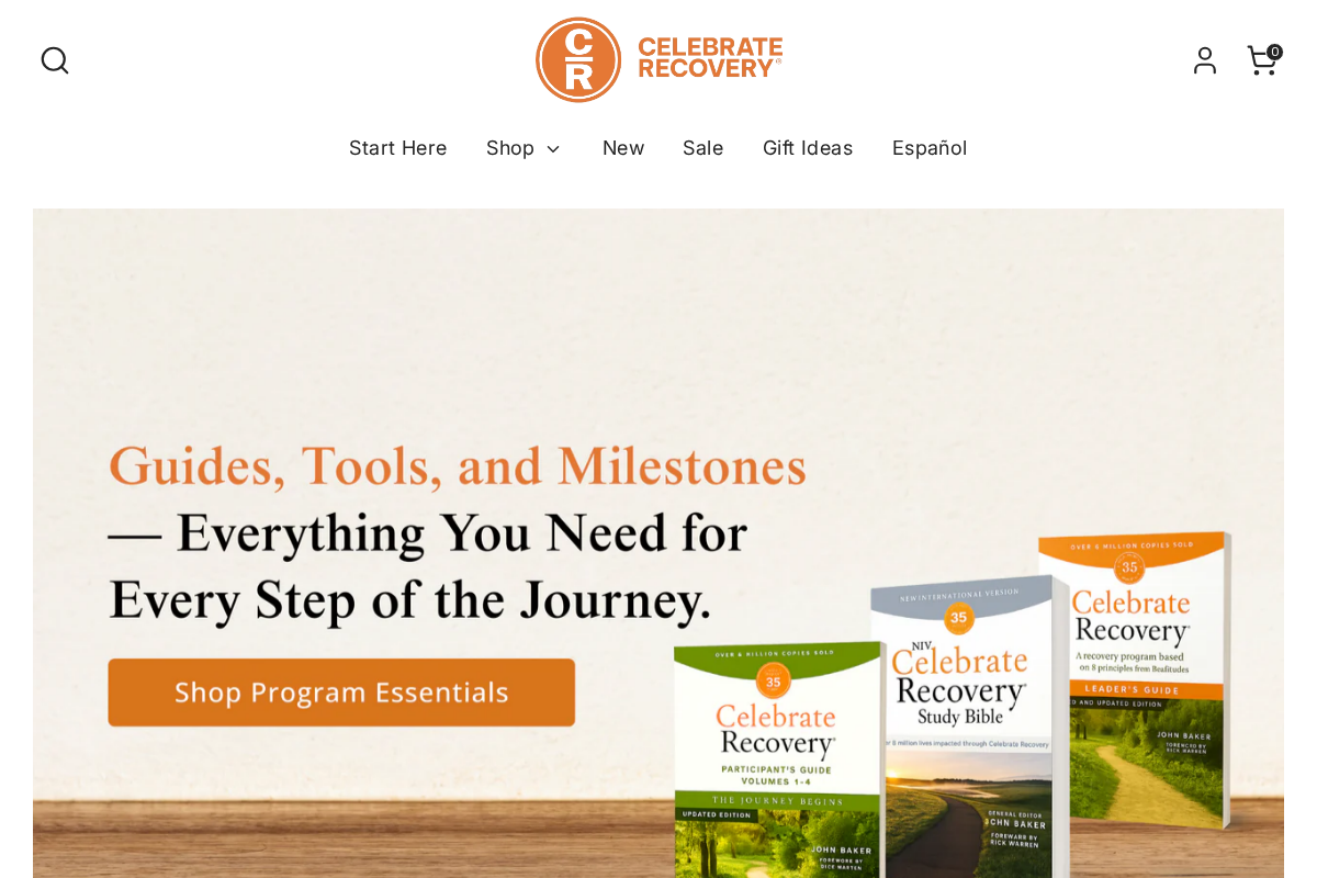 Celebrate Recovery Store homepage screenshot