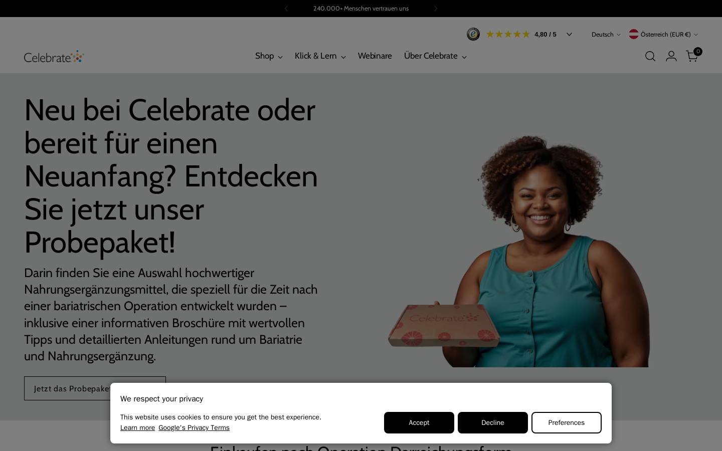 Celebrate Vitamins homepage screenshot