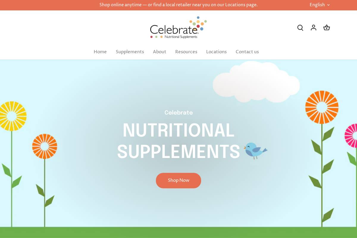 Celebrate Vitamins homepage screenshot
