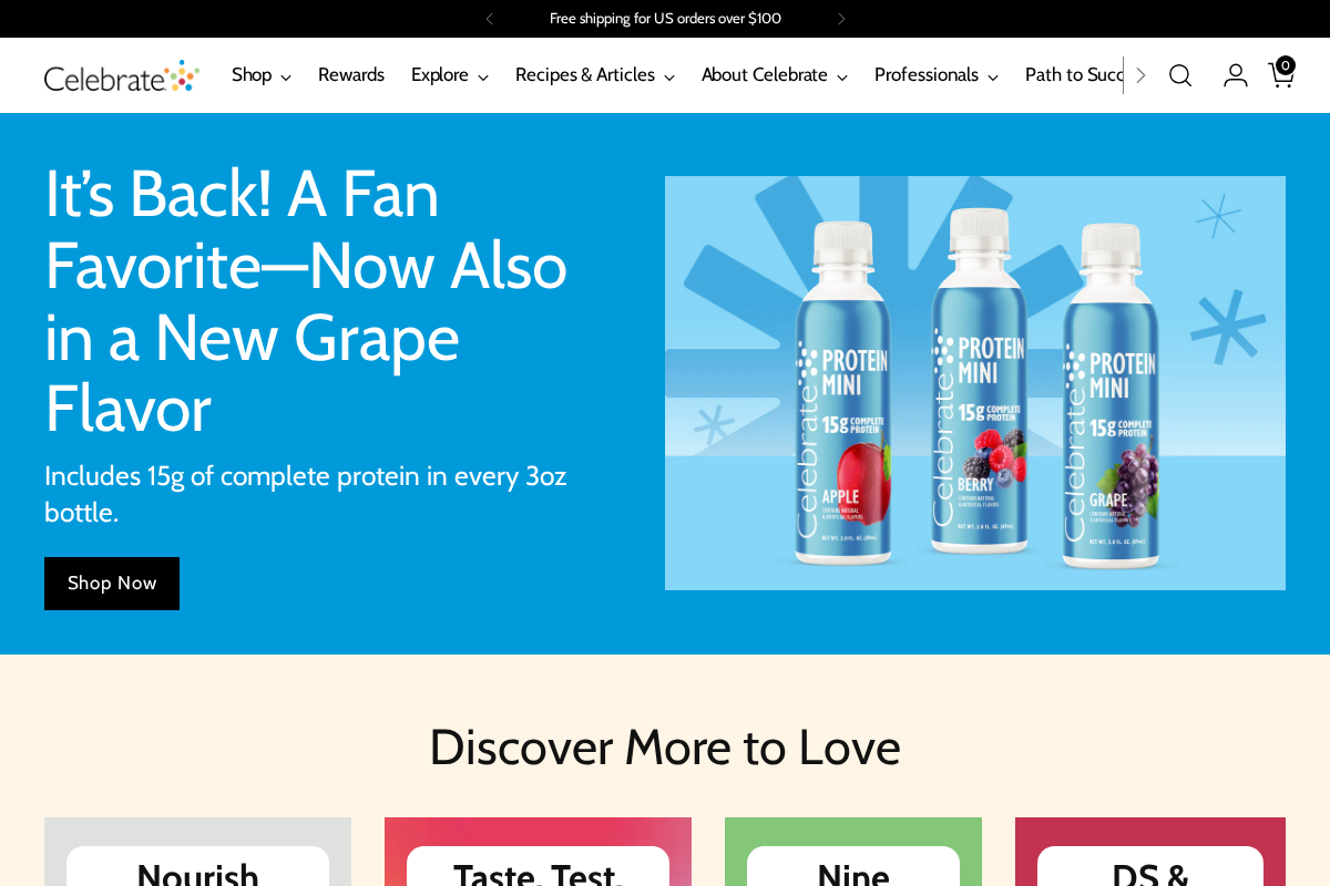 Celebrate Vitamins homepage screenshot