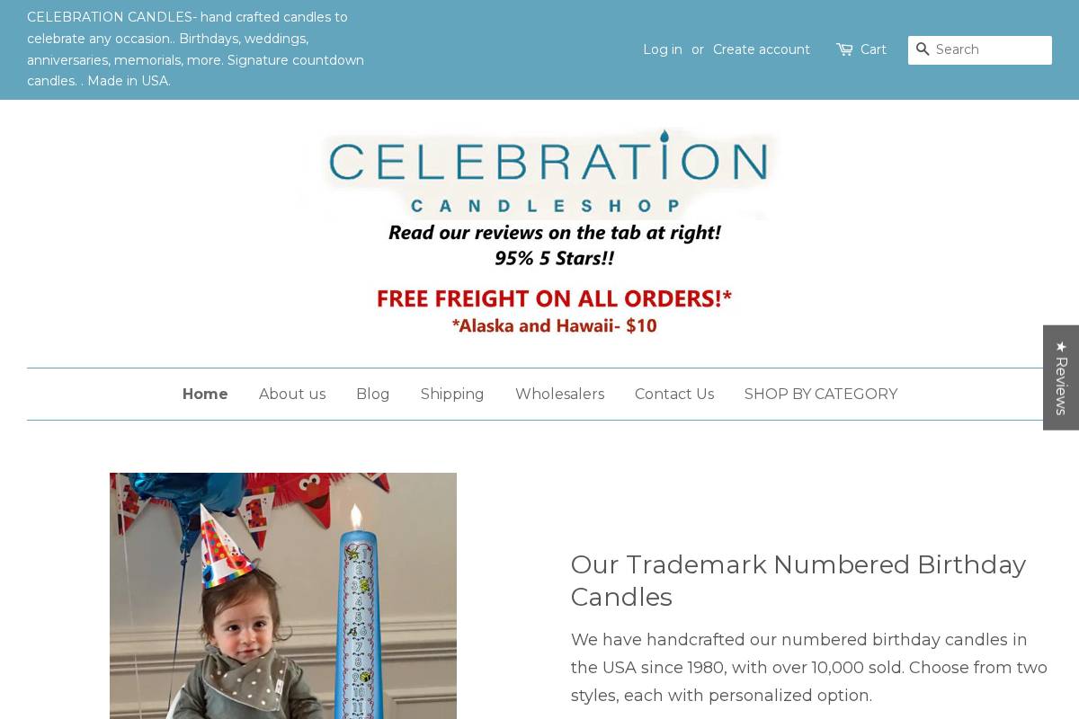 celebrationcandleshop.com homepage screenshot