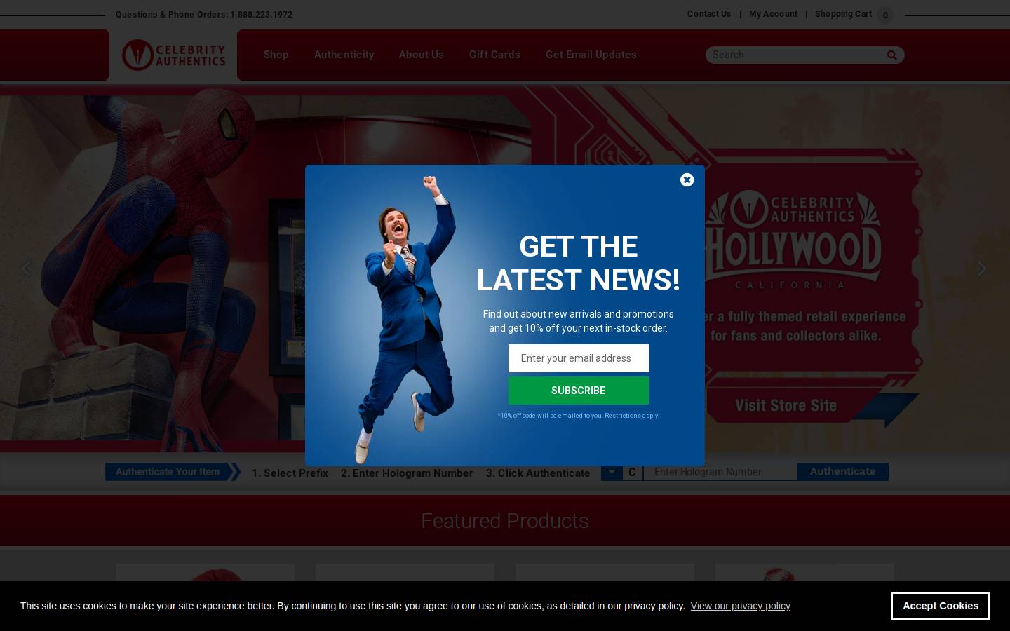 celebrityauthentics.com homepage screenshot