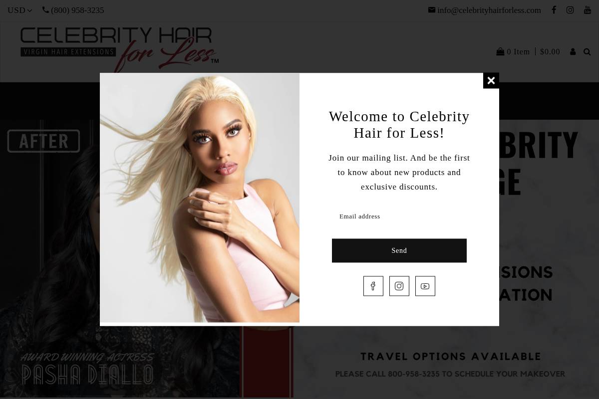 celebrityhairforless.com homepage screenshot