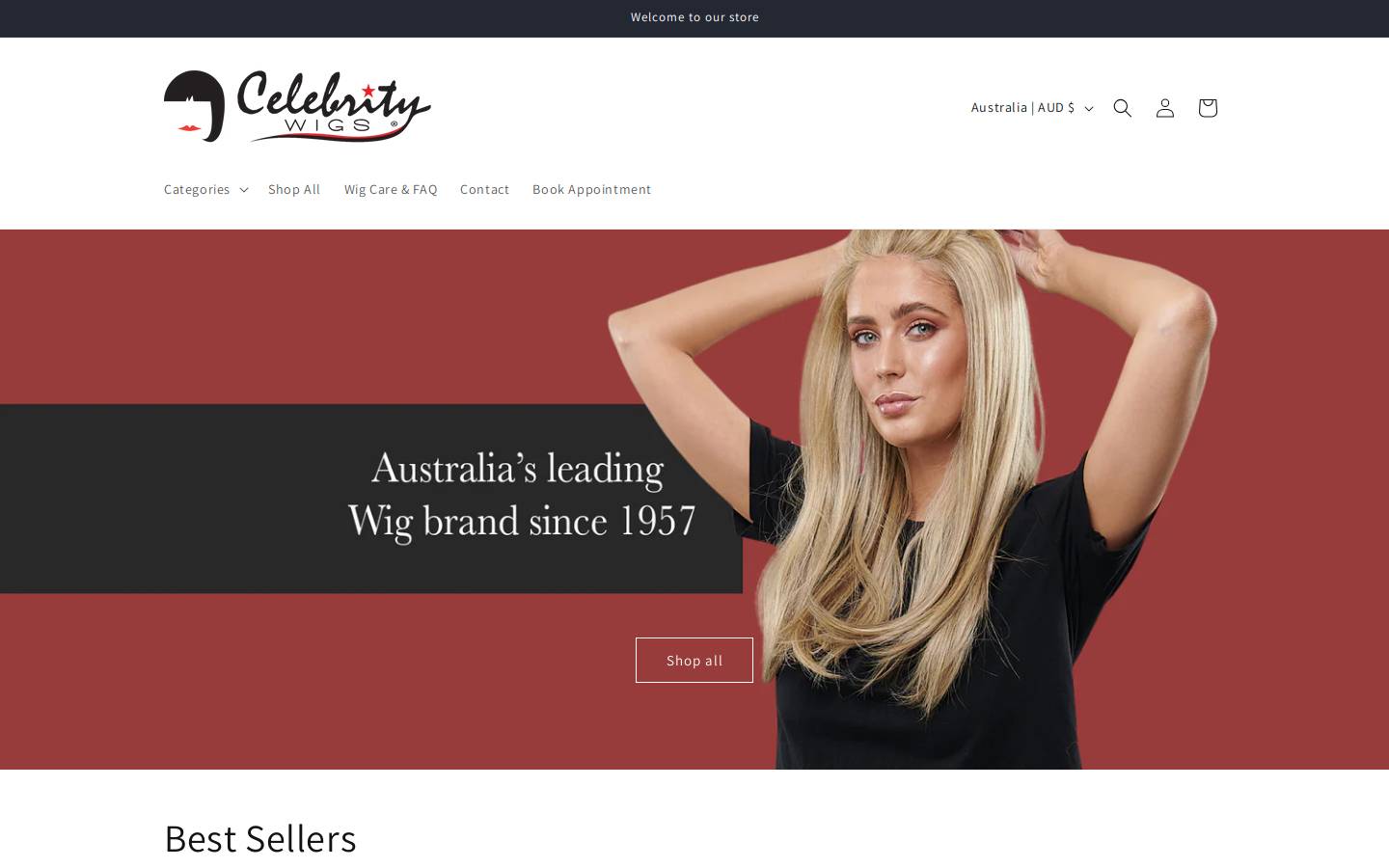 Celebritywigs homepage screenshot