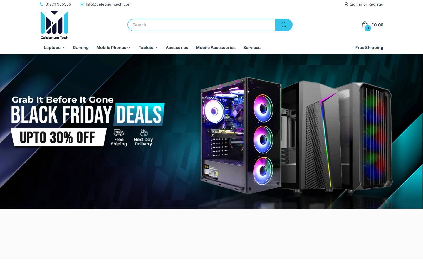 celebriumtech.com homepage screenshot