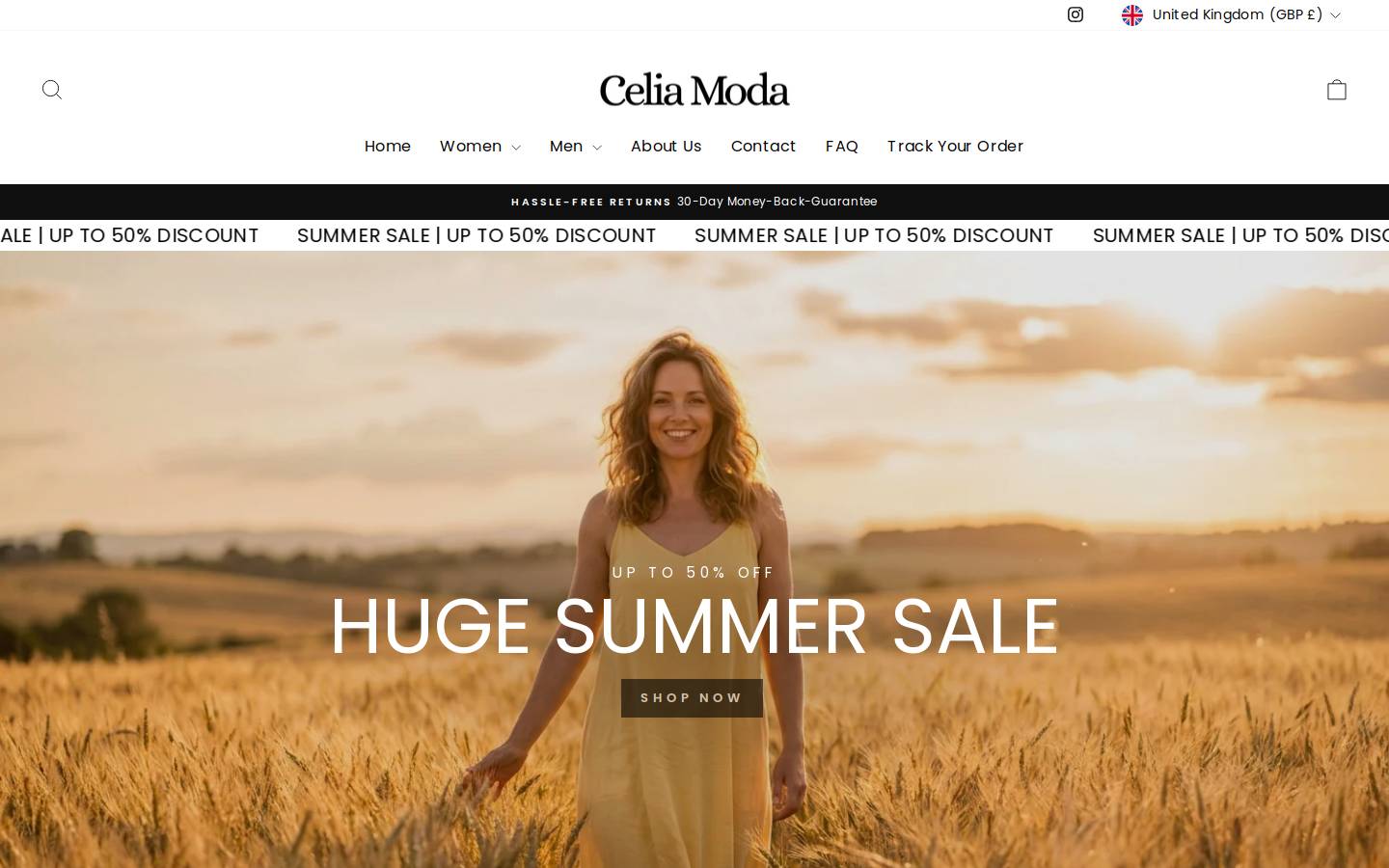 Celia Moda homepage screenshot