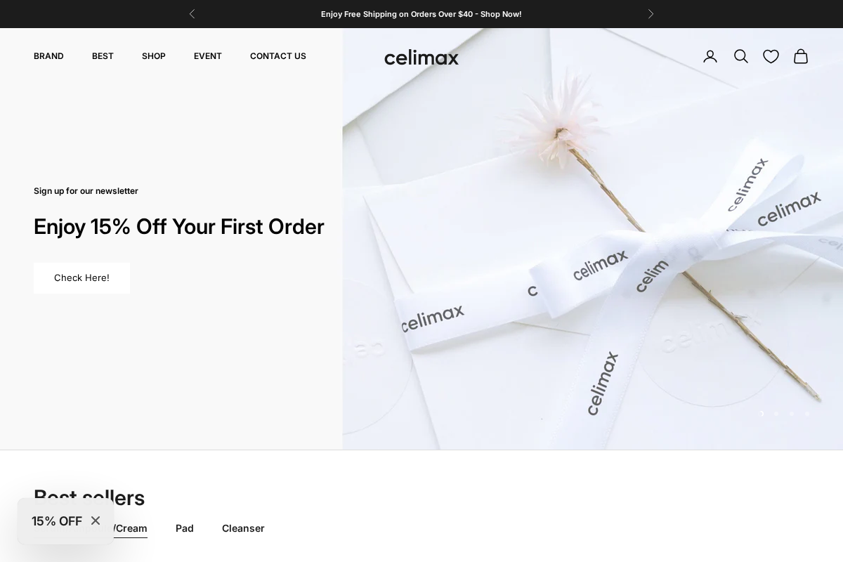 celimax US homepage screenshot
