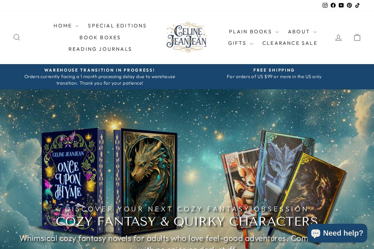 celinejeanjeanbooks.com homepage screenshot