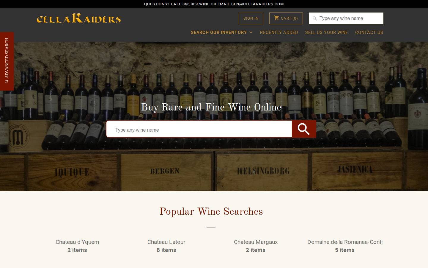 Cellaraiders homepage screenshot