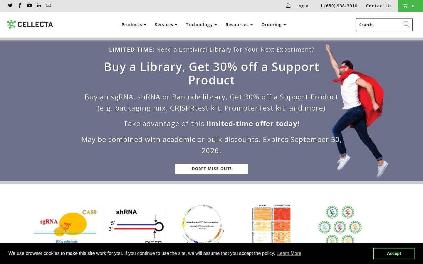 cellecta.com homepage screenshot