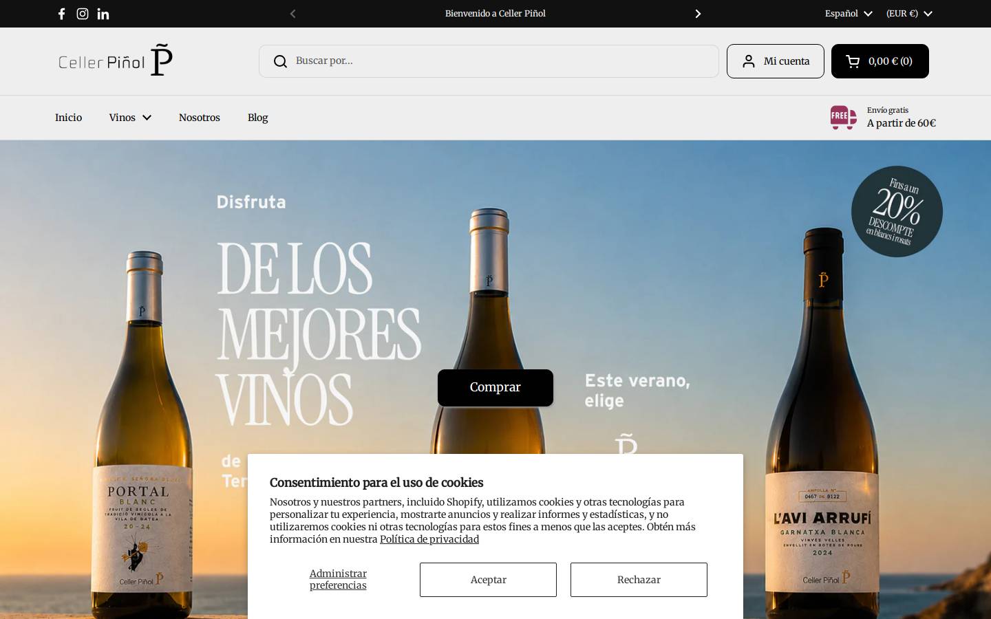 cellerpinol.com homepage screenshot