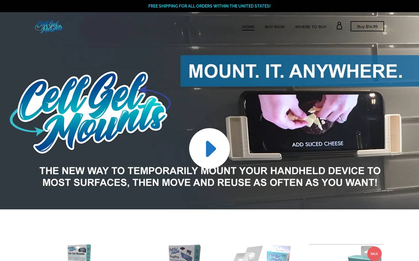 cellgelmounts.com homepage screenshot