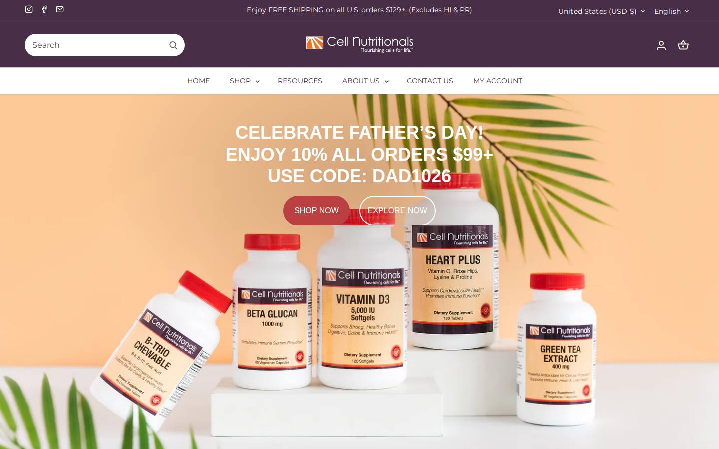 cellnutritionals.com homepage screenshot