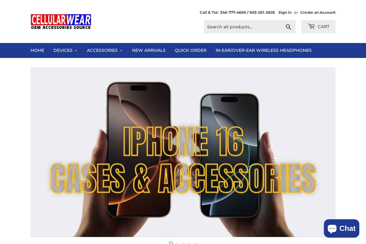 cellularwear.us homepage screenshot
