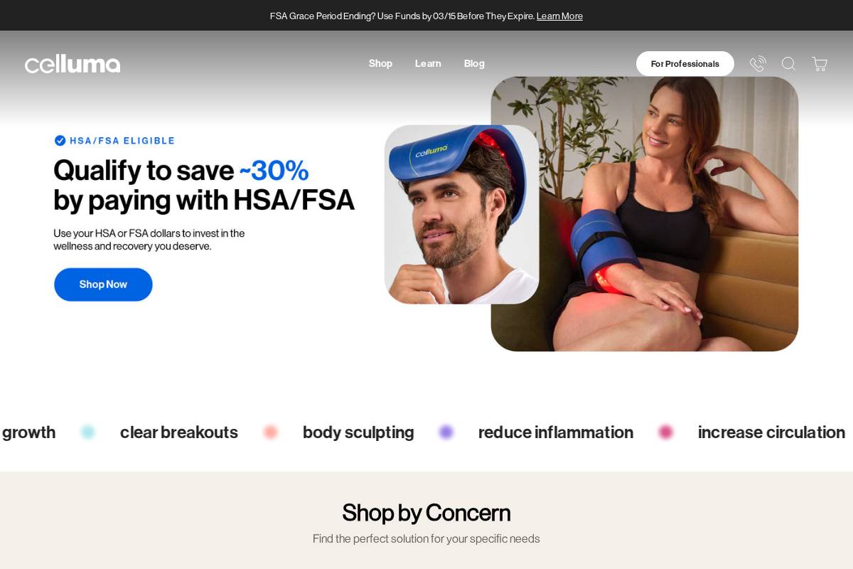 Celluma homepage screenshot