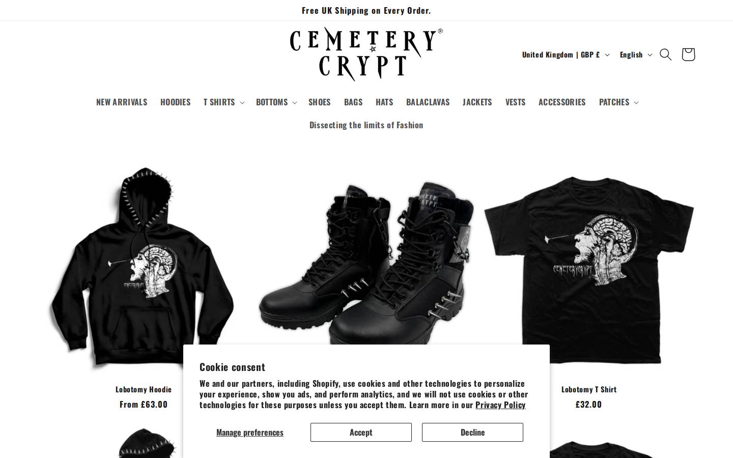 Cemeterycrypt homepage screenshot
