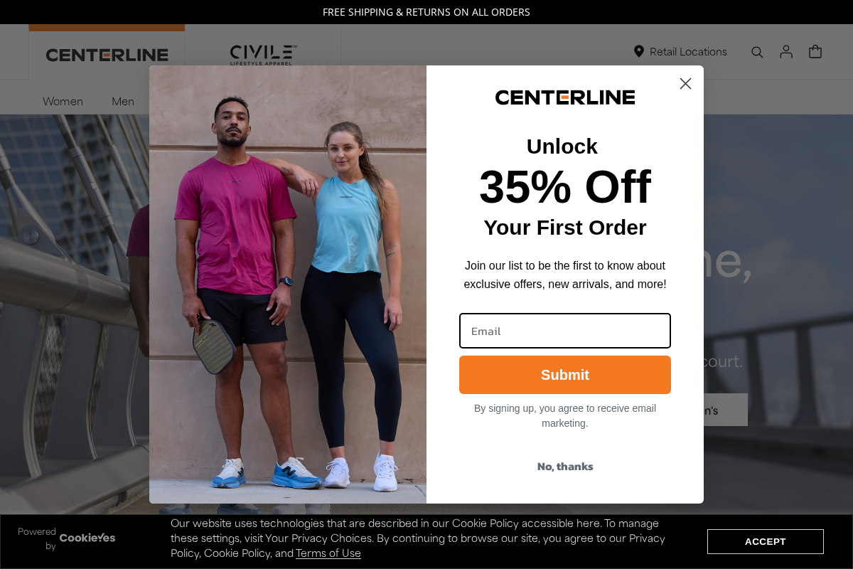 Centerline Athletics homepage screenshot