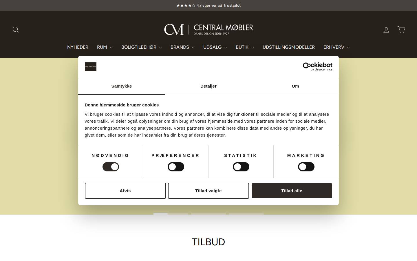 Central Møbler homepage screenshot