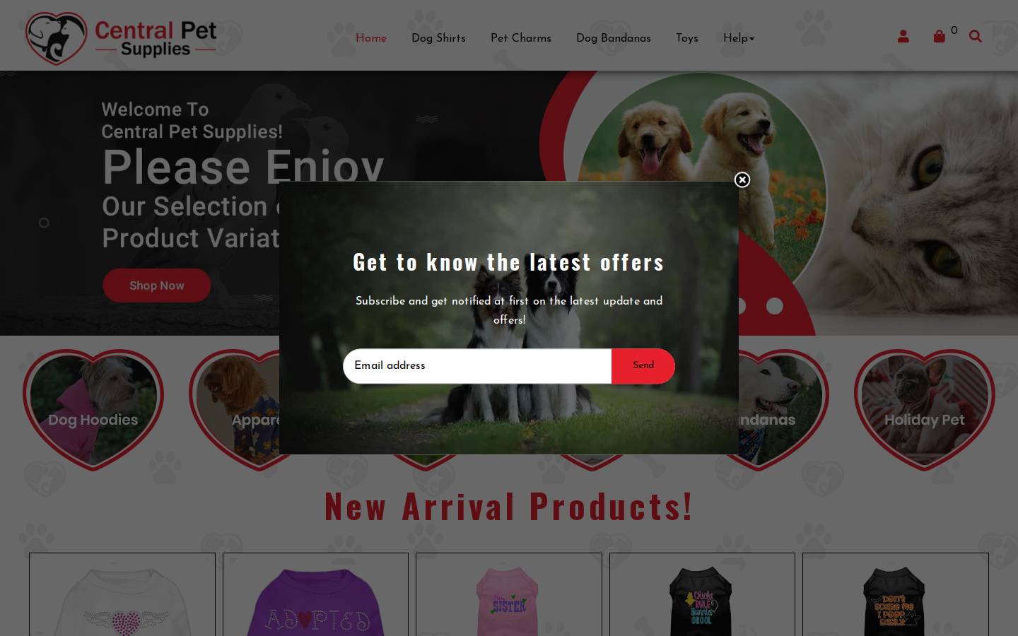centralpetsupplies.com homepage screenshot