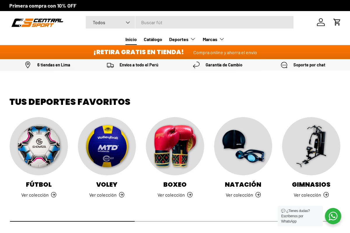 Central Sports homepage screenshot