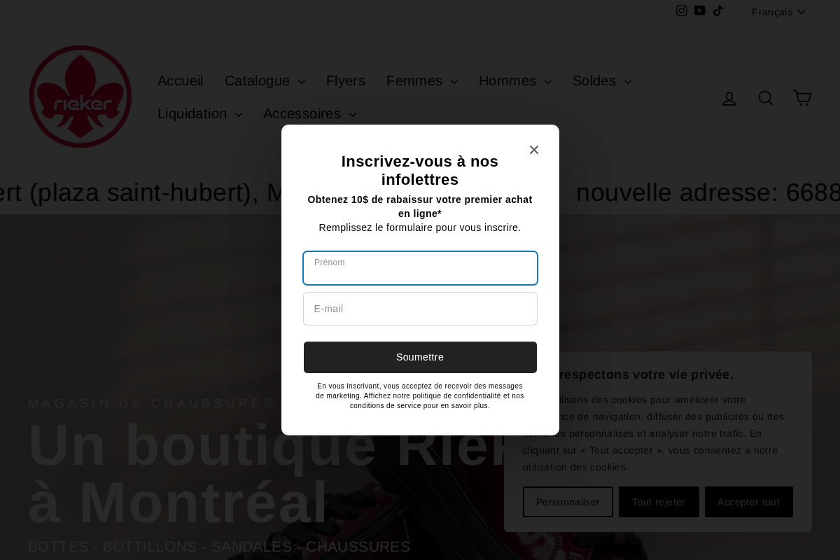 Rieker Montréal homepage screenshot