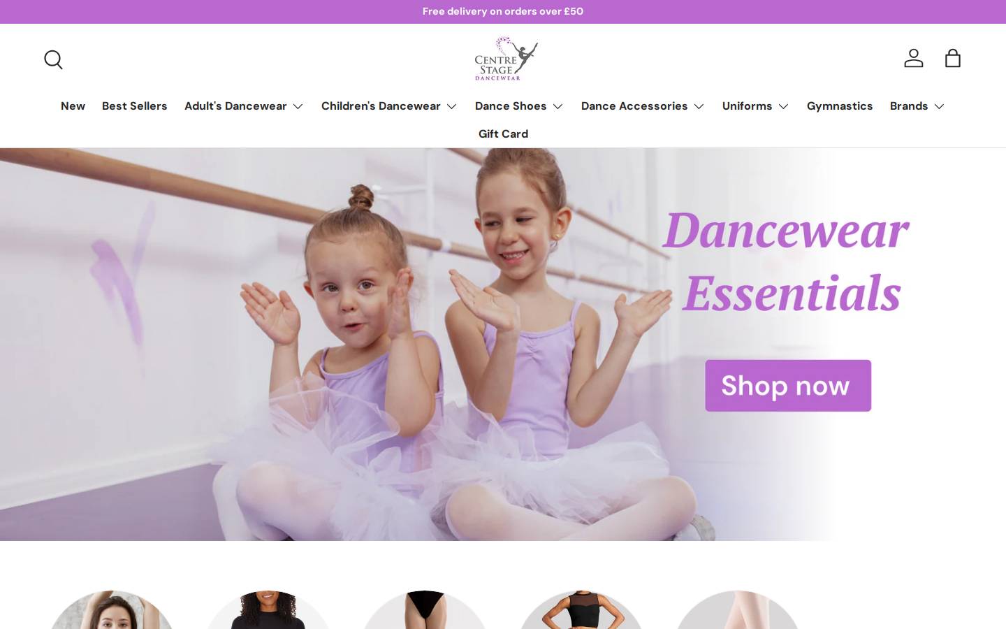 centrestagedancewear.com homepage screenshot