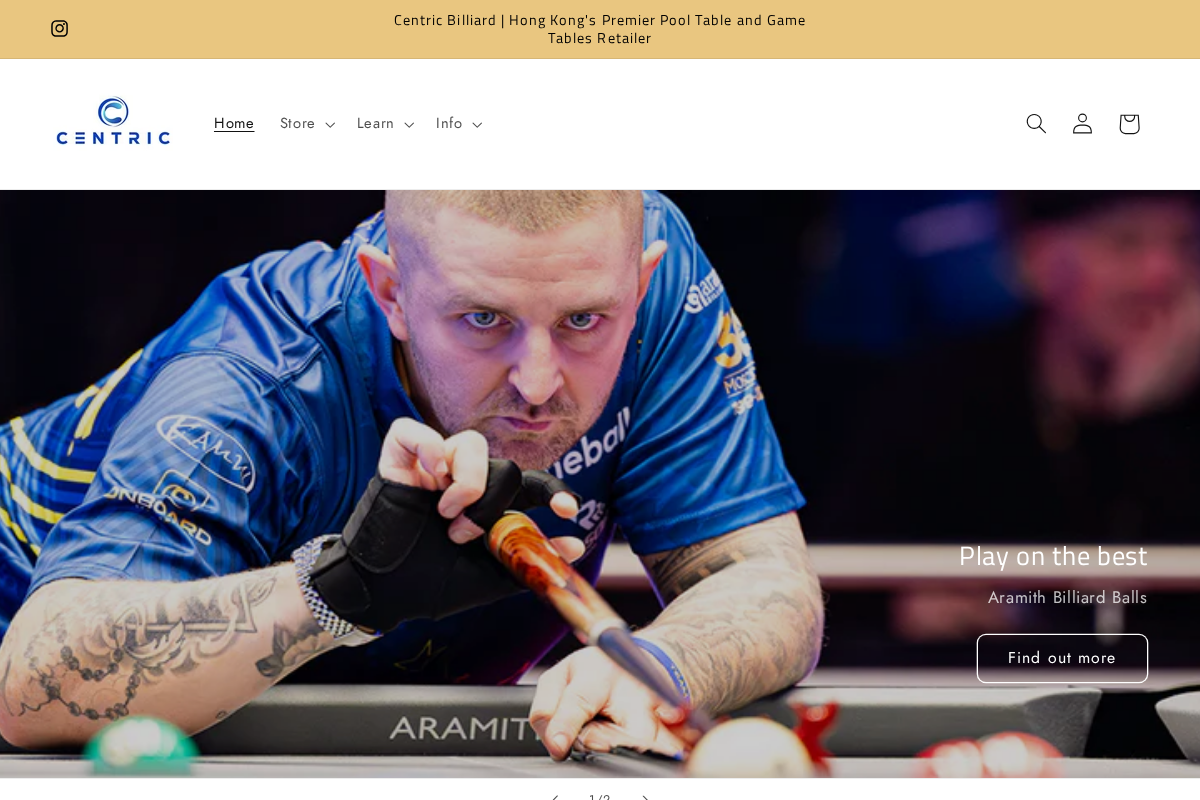 Centric Billiard | Hong Kong's Premier Pool Table and Game Tables Retailer homepage screenshot
