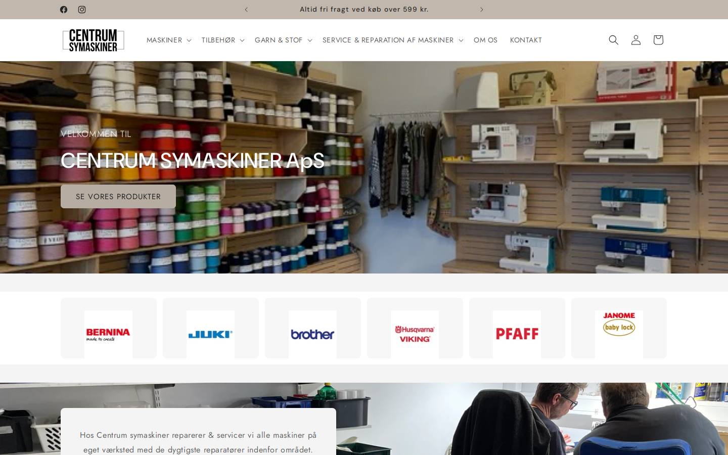 Centrumsymaskiner homepage screenshot