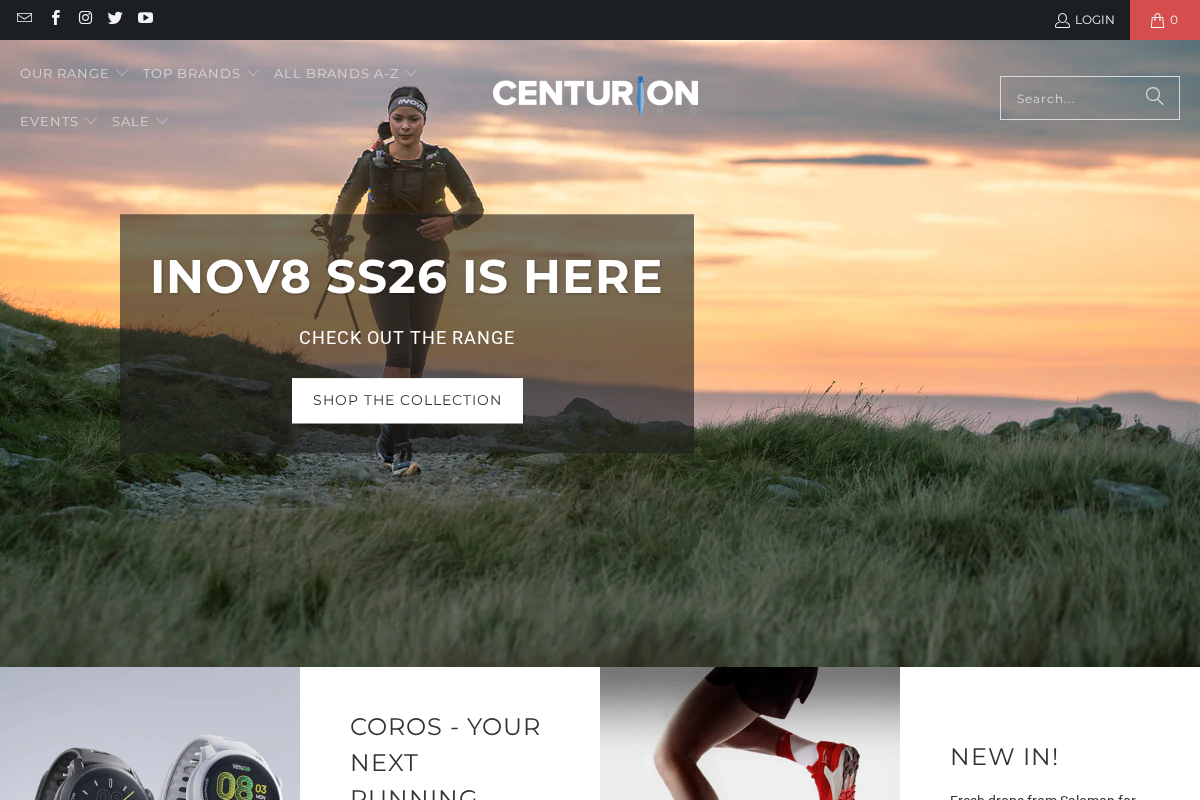 Centurionultrarunningstore homepage screenshot