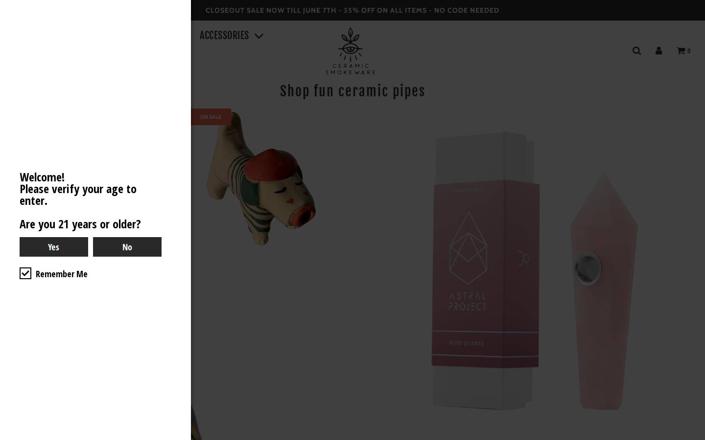 ceramicsmokeware.com homepage screenshot