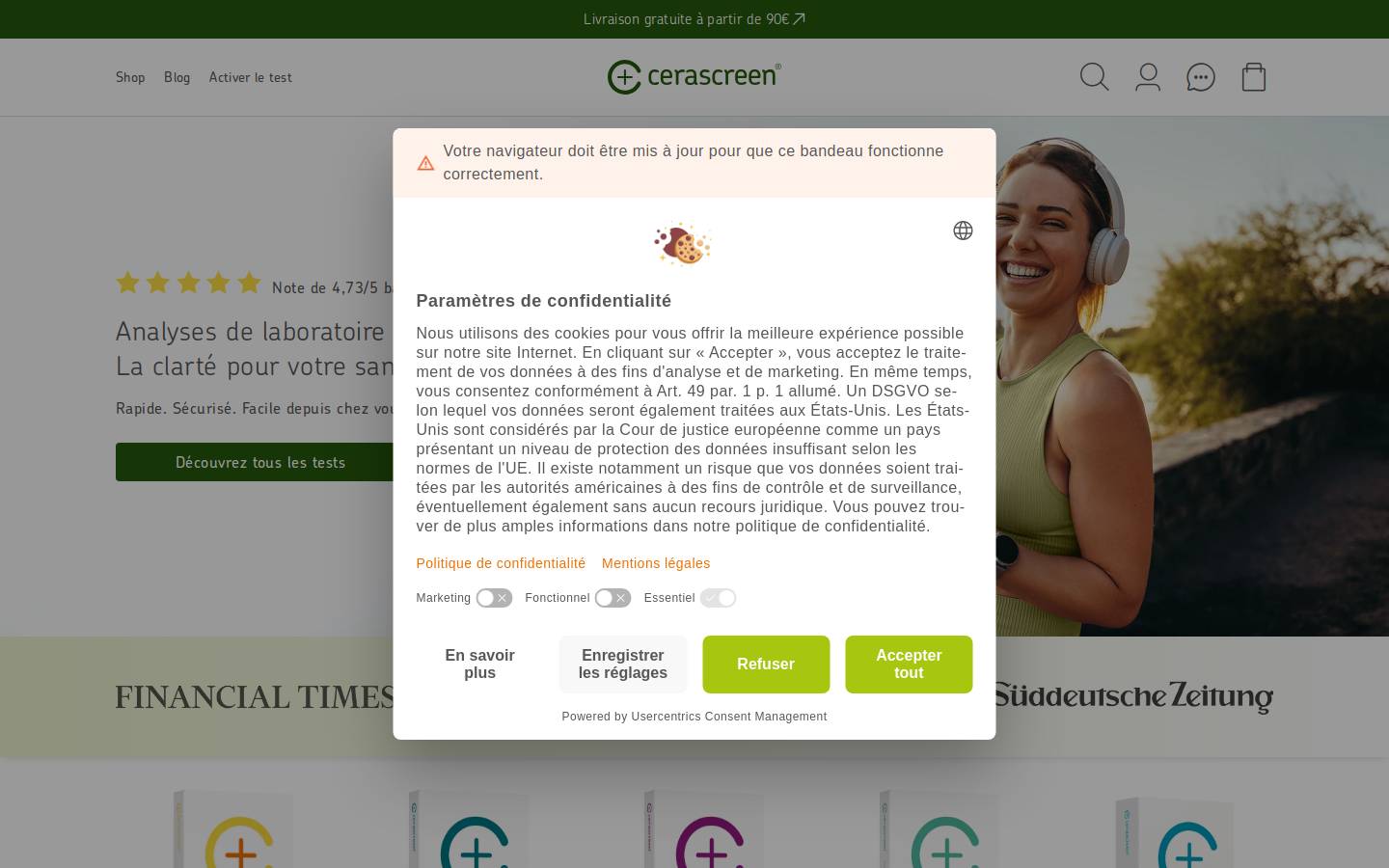 cerascreen.fr homepage screenshot