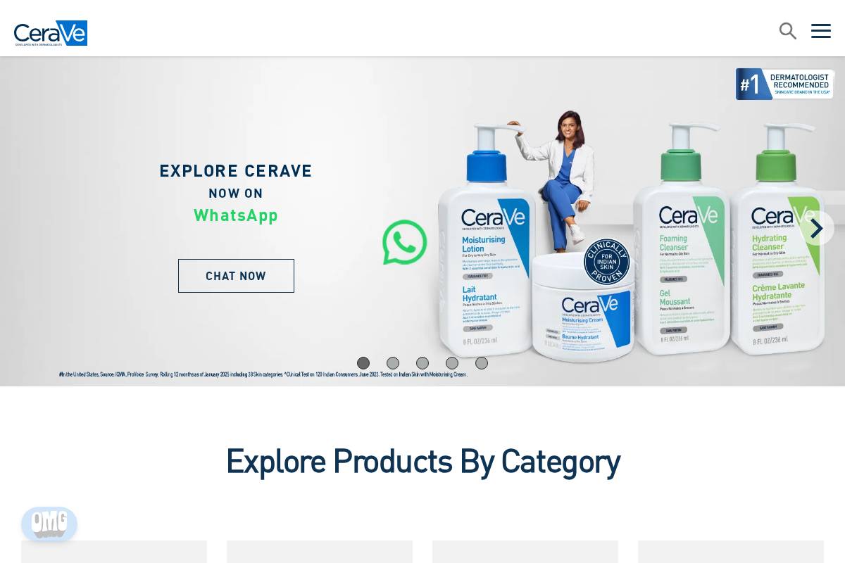 ceraveindia.com homepage screenshot
