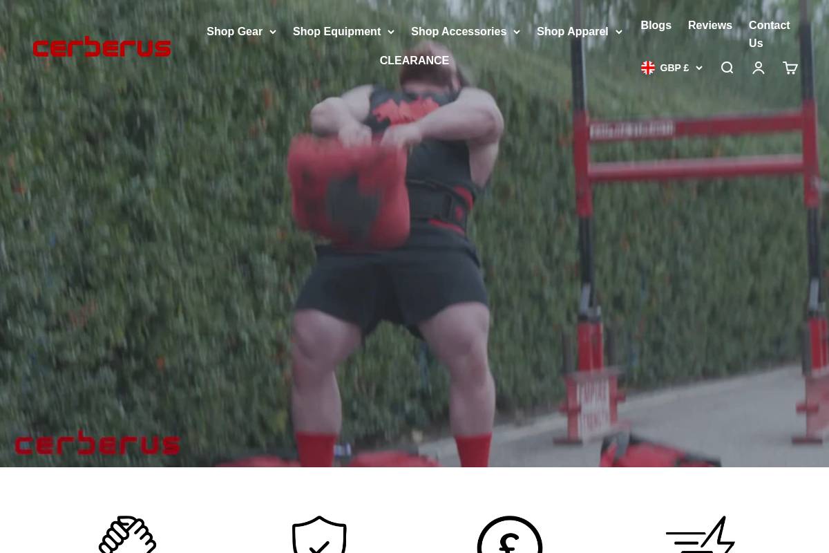 Cerberus Strength homepage screenshot