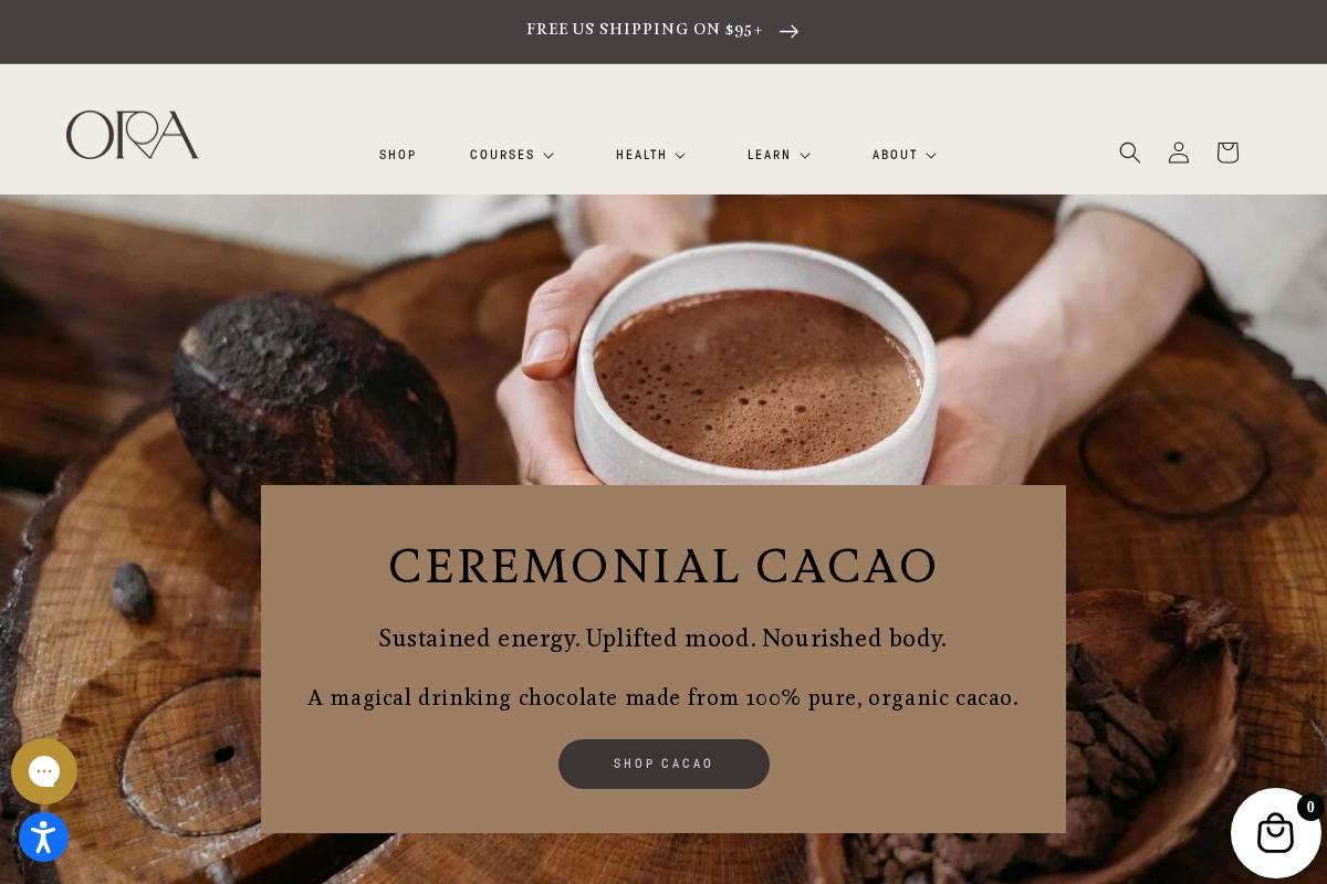 Ora Cacao homepage screenshot