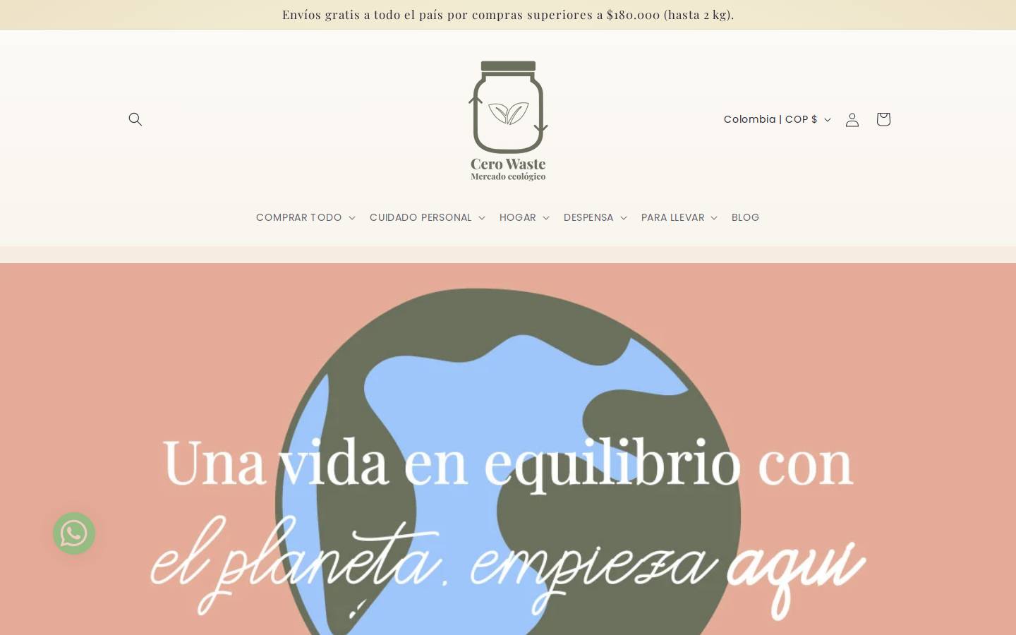 cerowasteshop.com homepage screenshot