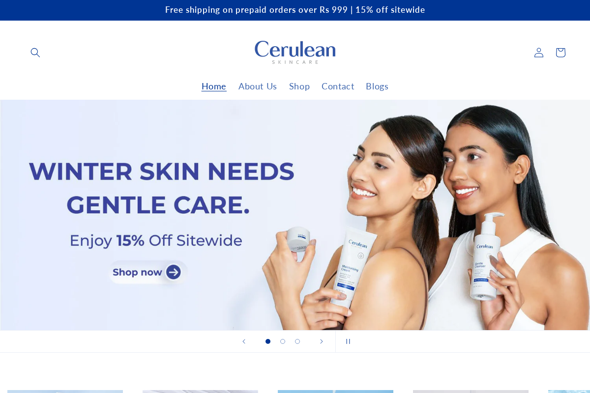 Cerulean Skincare homepage screenshot