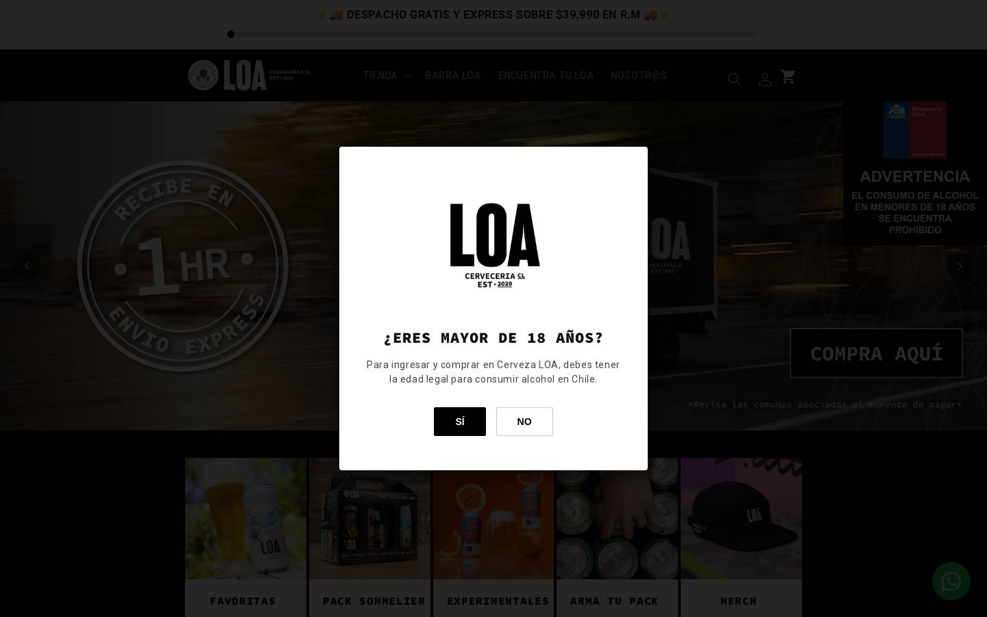 cervezaloa.cl homepage screenshot