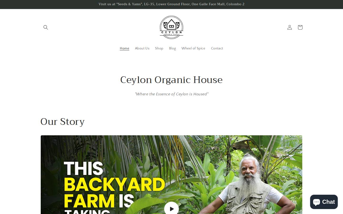 ceylonorganichouse.com homepage screenshot
