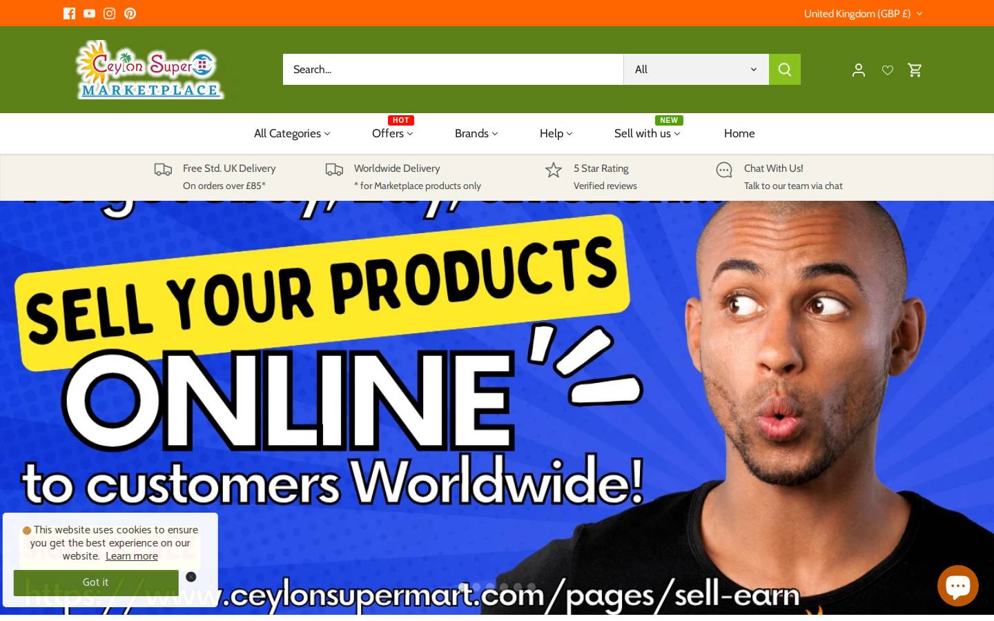 Ceylon Supermart homepage screenshot