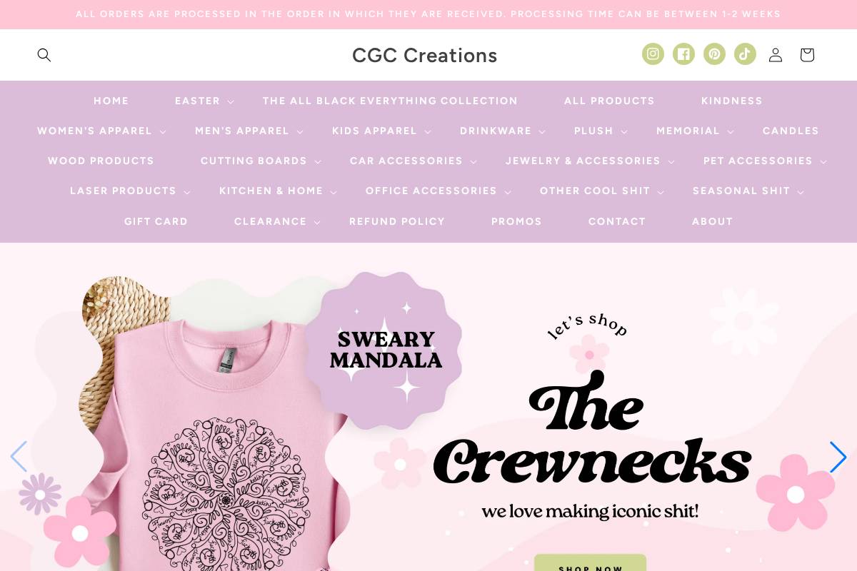 cgccreations.ca homepage screenshot