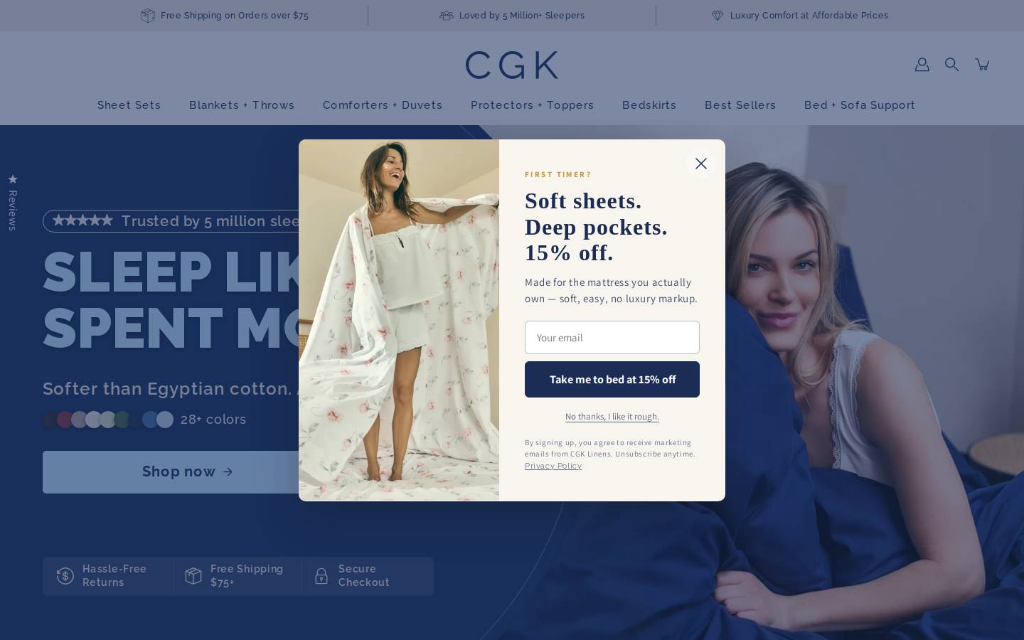 cgklinens.com homepage screenshot