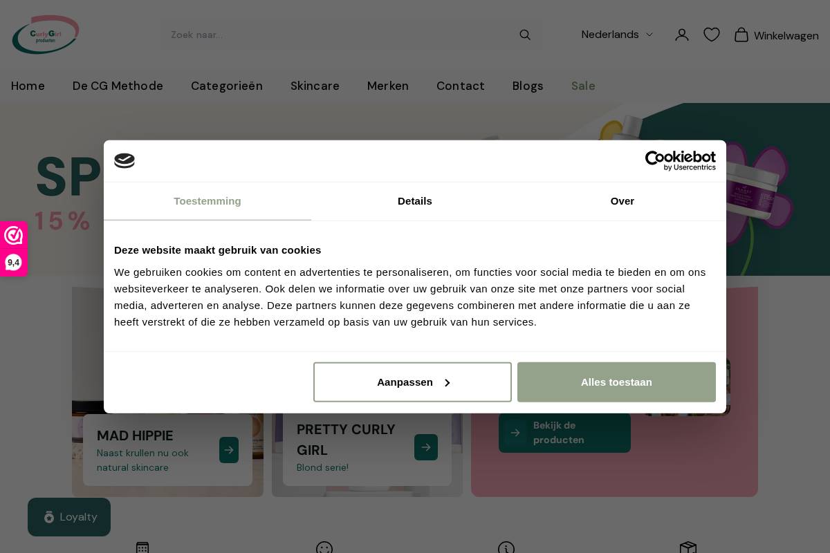 CG Producten.nl homepage screenshot