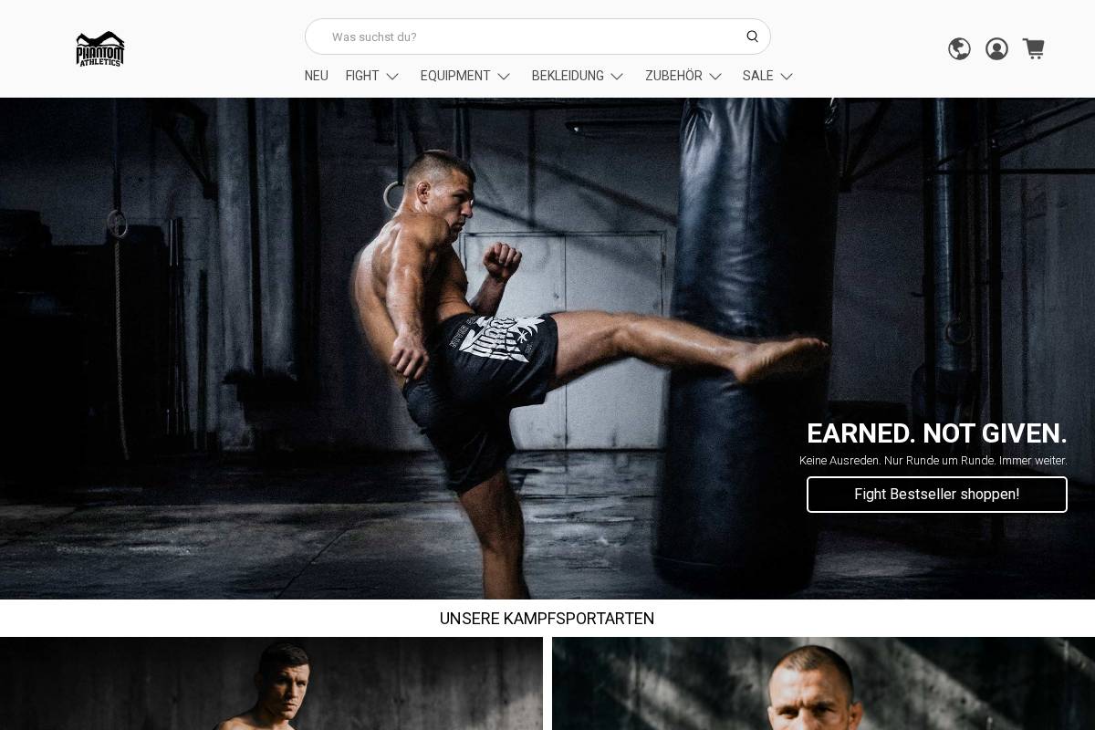 ch.phantom-athletics.com homepage screenshot