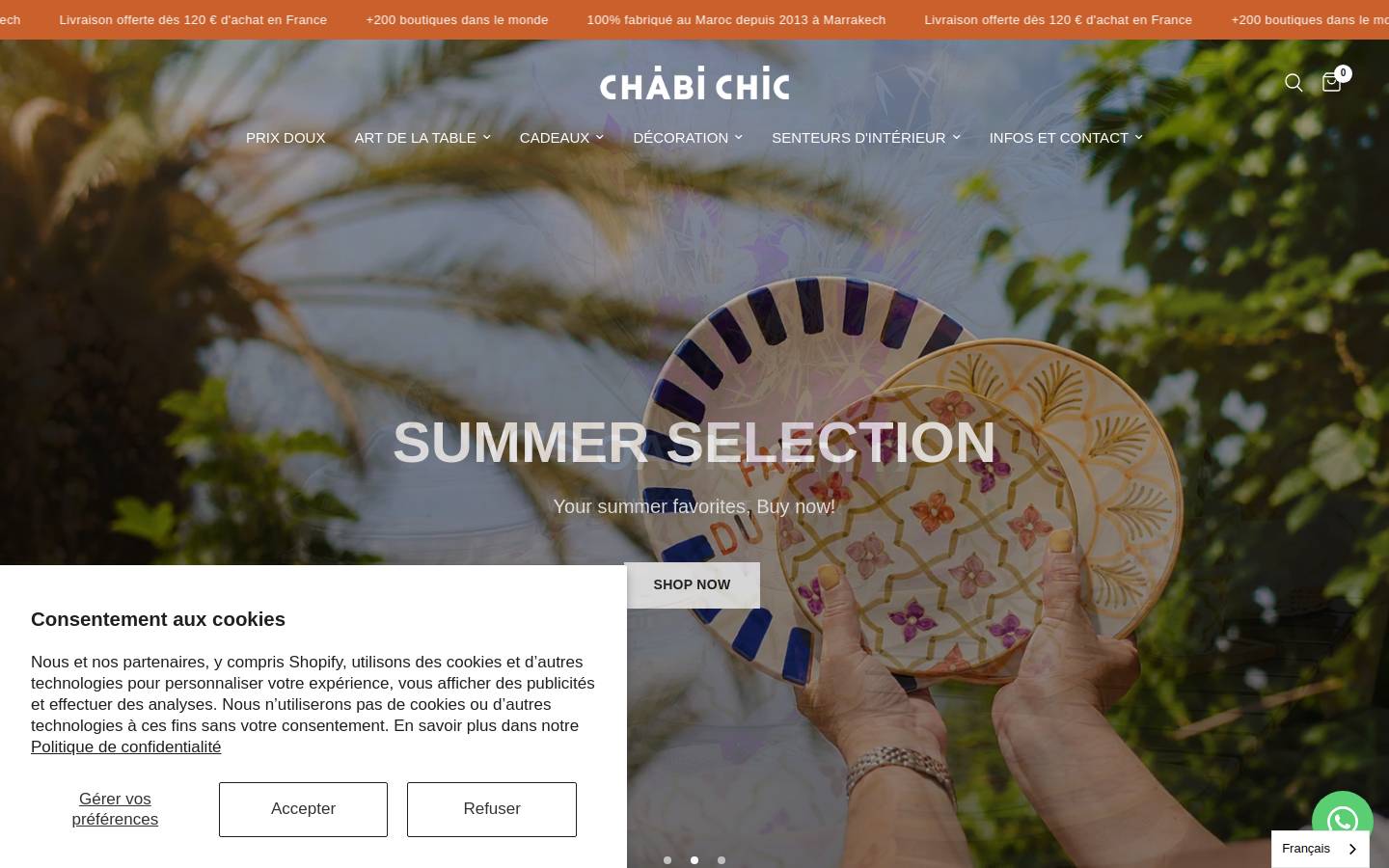 chabi-chic.com homepage screenshot