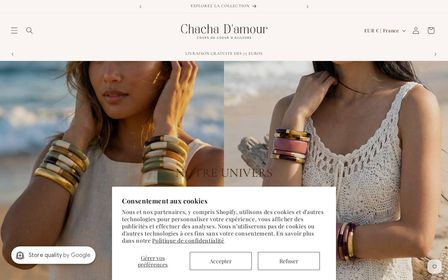 chachadamour.com homepage screenshot