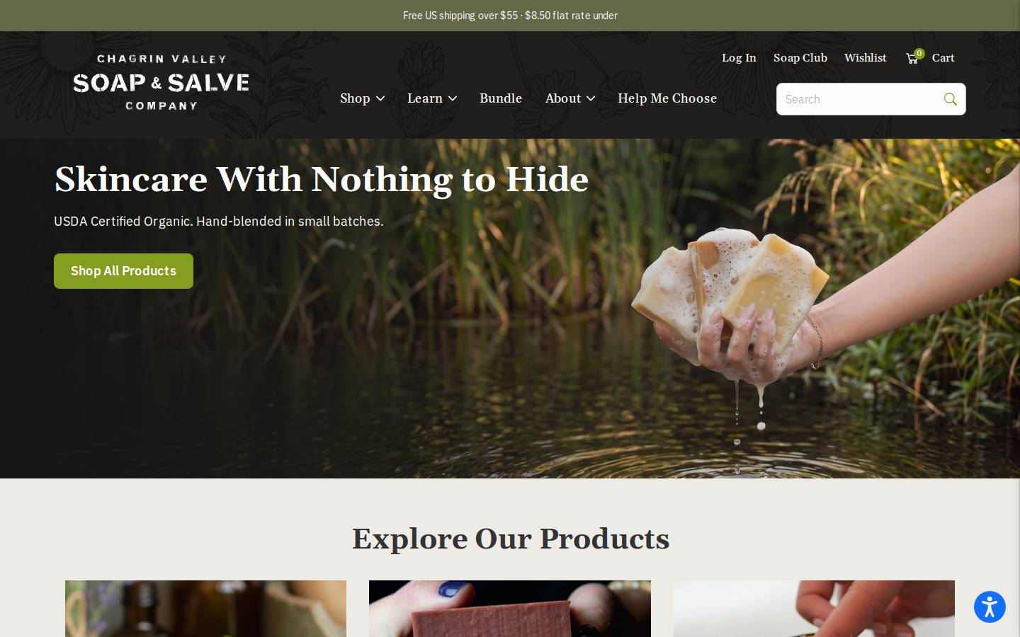 Chagrin Valley Soap homepage screenshot