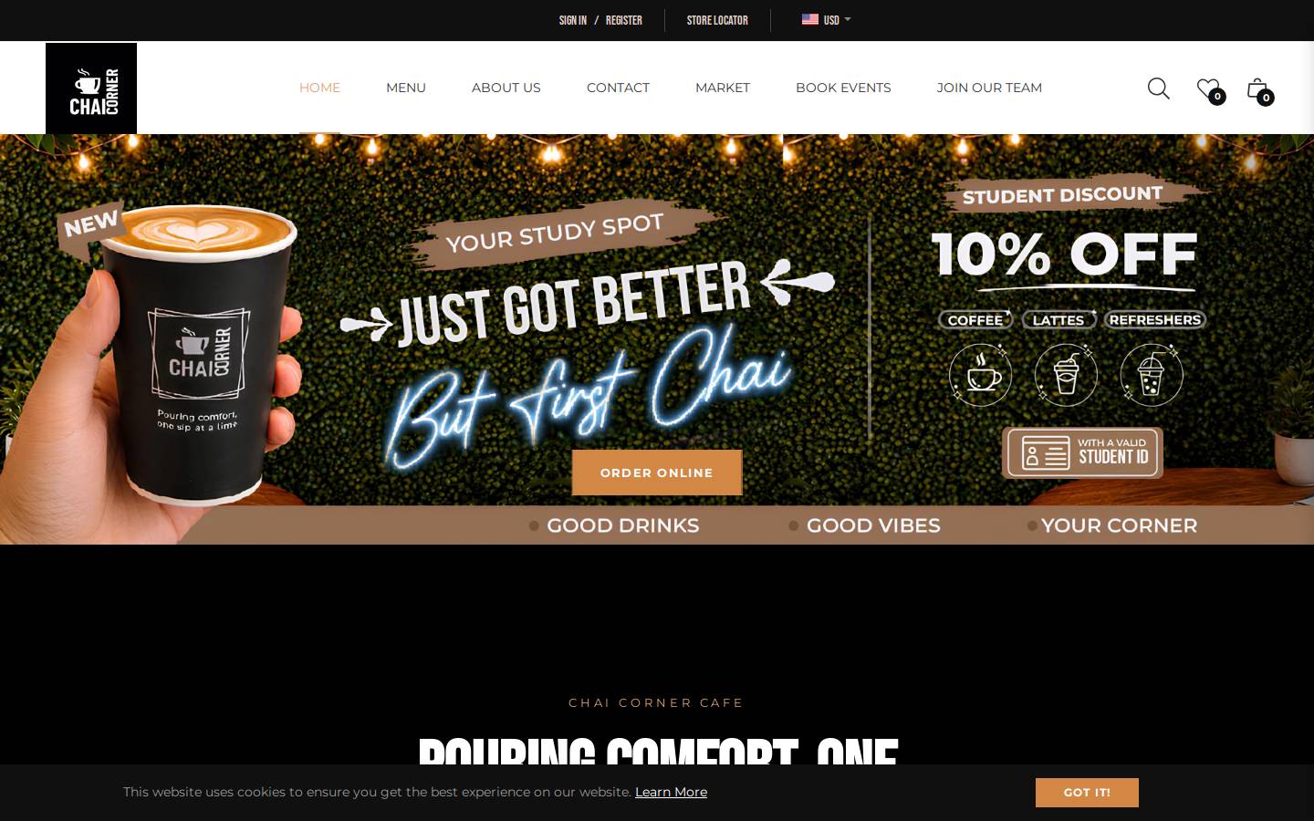 chaicornercafe.com homepage screenshot