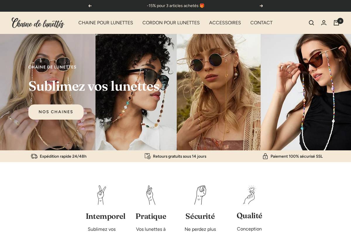 chaine-de-lunettes.fr homepage screenshot