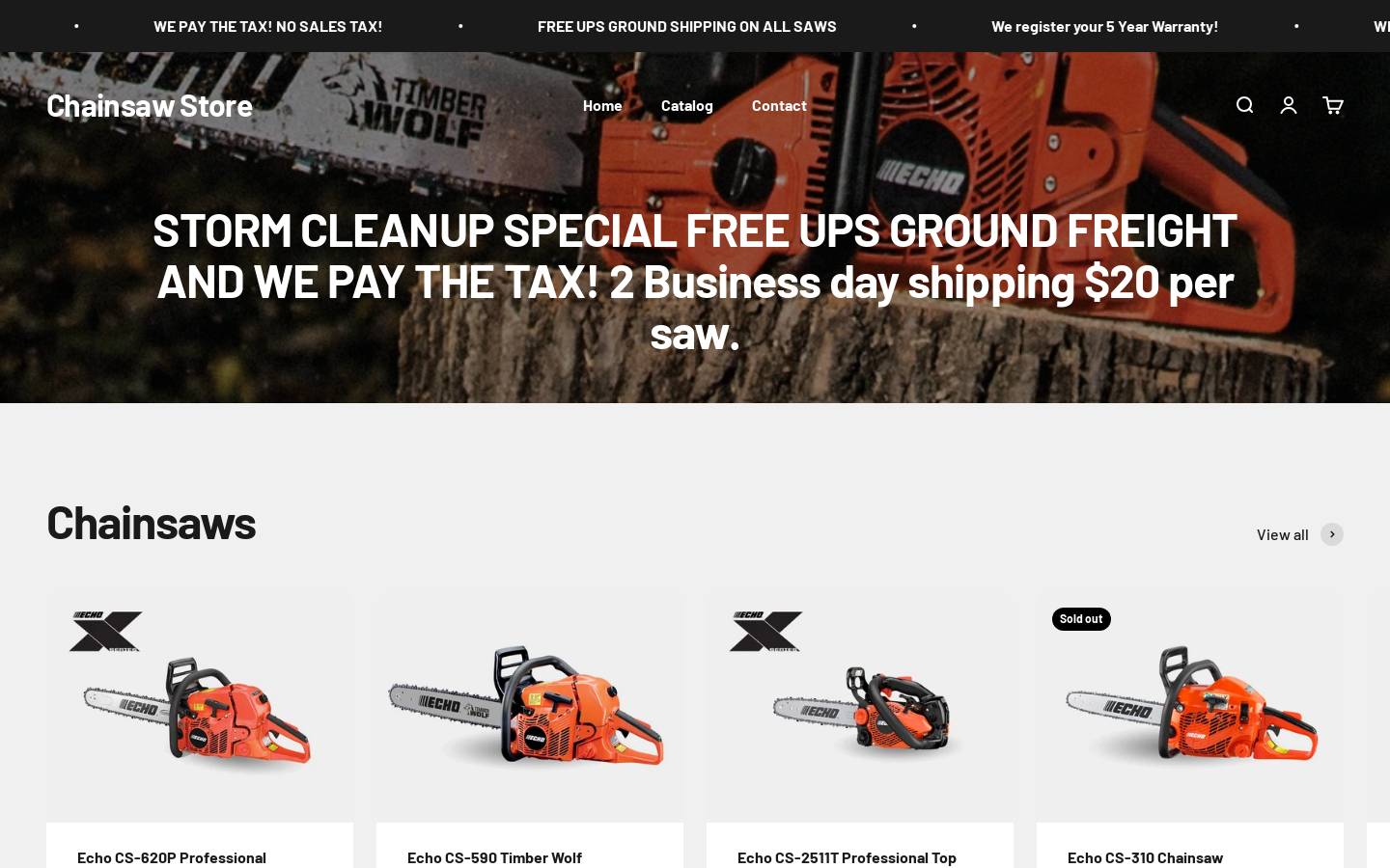 chainsaw.store homepage screenshot