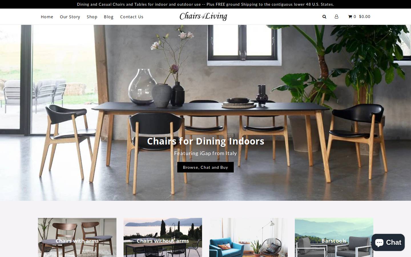 chairs4living.com homepage screenshot